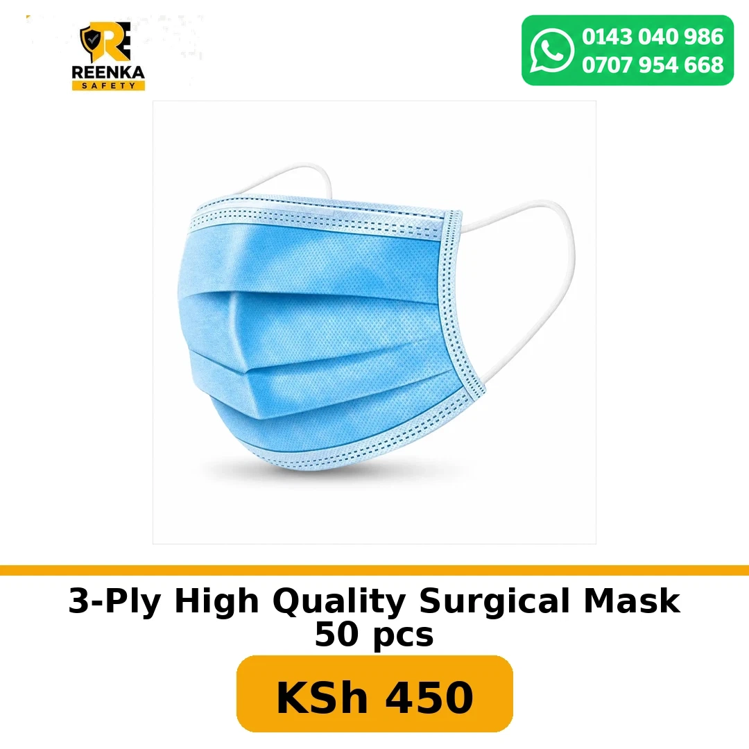 3-Ply High Quality Surgical Mask 50 pcs in Respirator and Masks – Reenka Safety Kenya branded product image