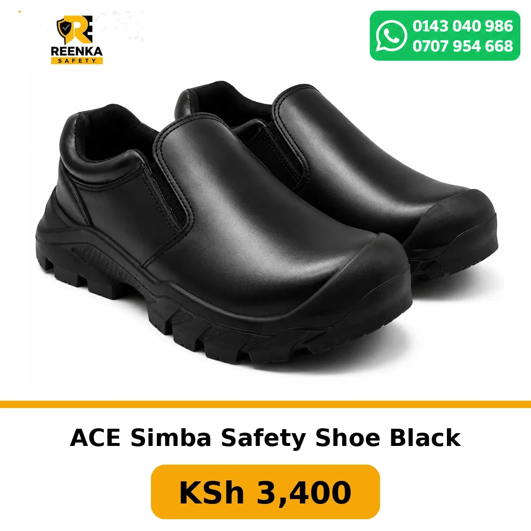 ACE Simba Safety Shoe Black Safety Shoes branded catalogue image, Reenka Safety Kenya