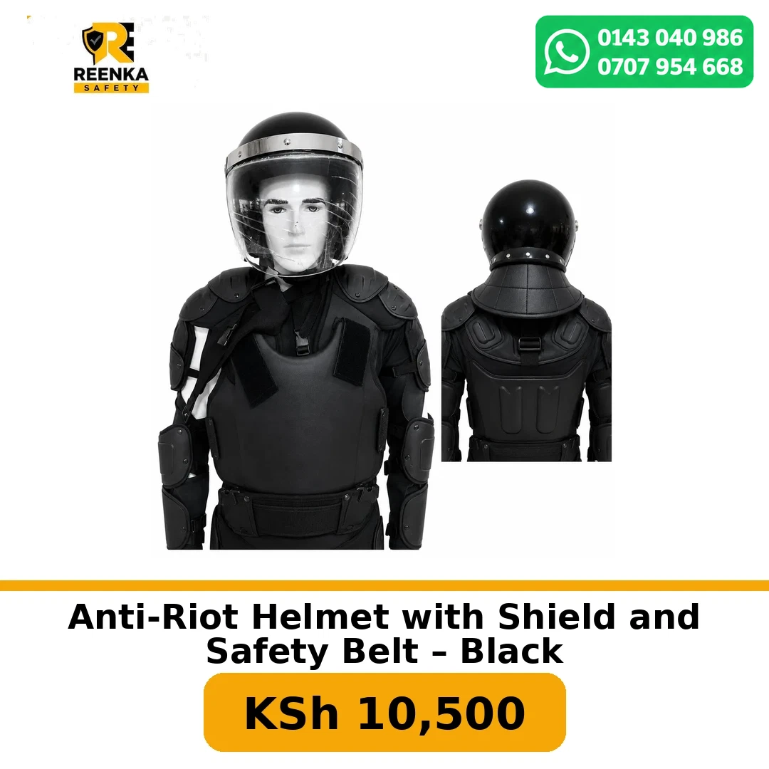 Anti-Riot Helmet with Shield and Safety Belt – Black in Helmets – Reenka Safety Kenya branded product image