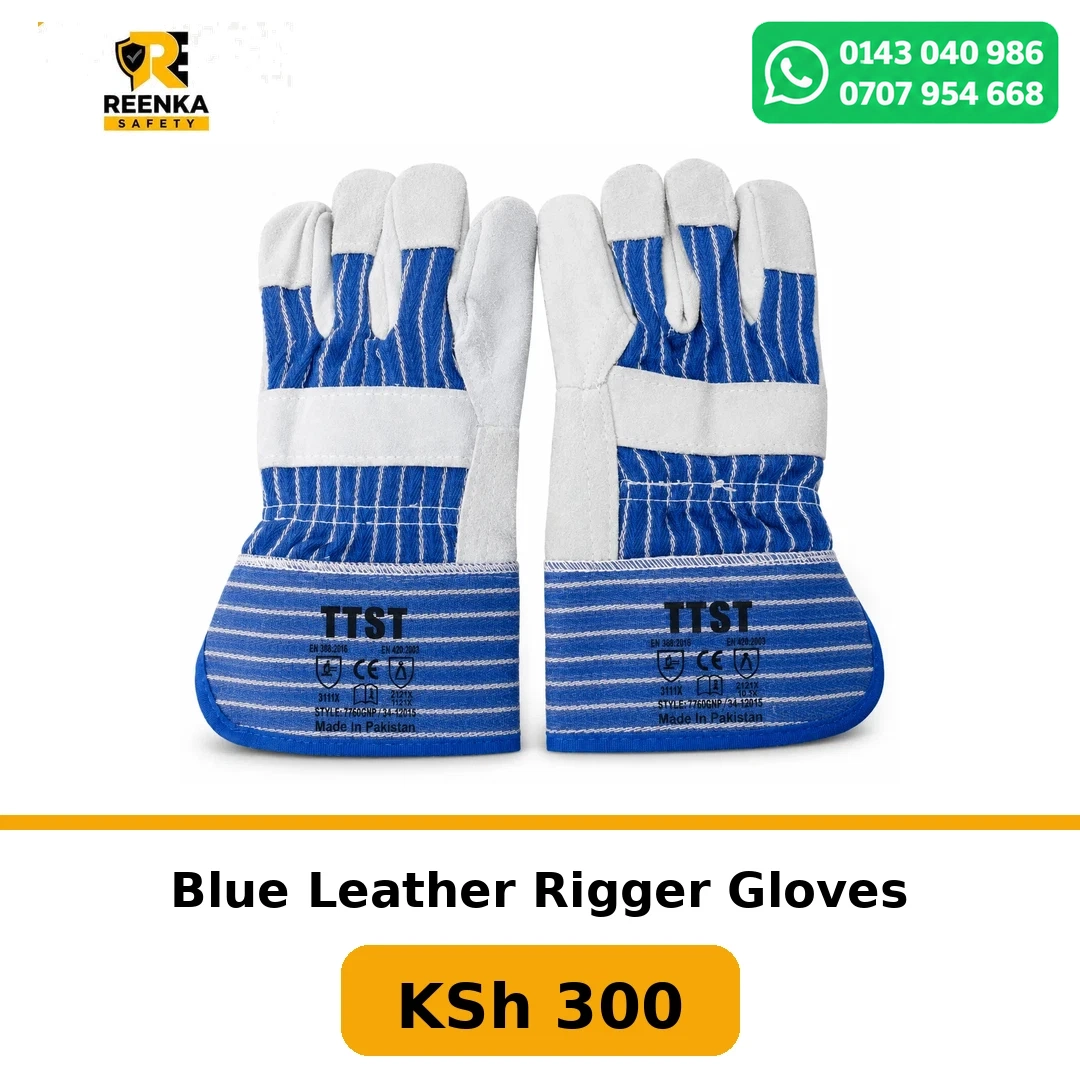 Blue Leather Rigger Gloves in Safety Gloves – Reenka Safety Kenya branded product image