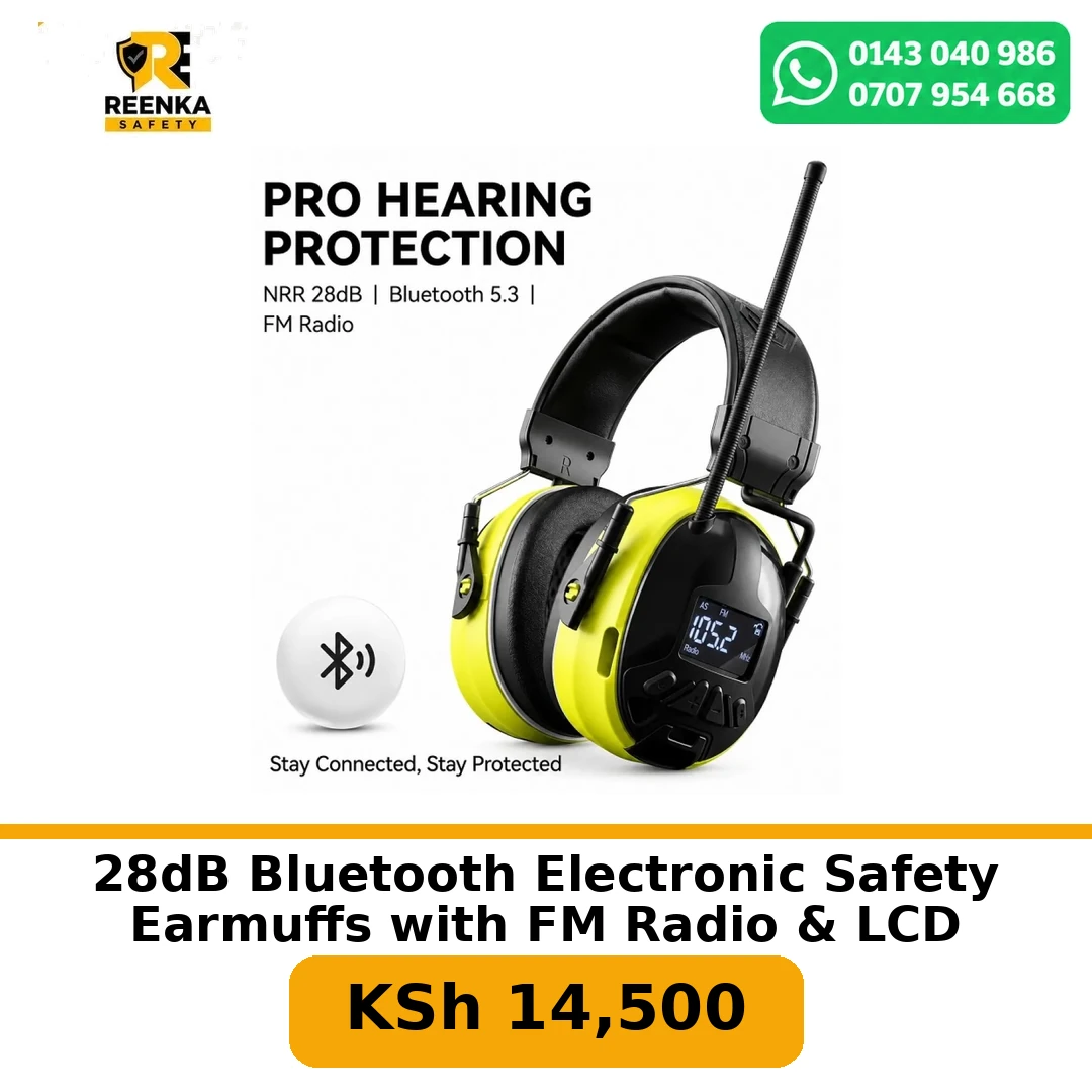 28dB Bluetooth Electronic Safety Earmuffs with FM Radio & LCD Ear Protection branded catalogue image, Reenka Safety Kenya
