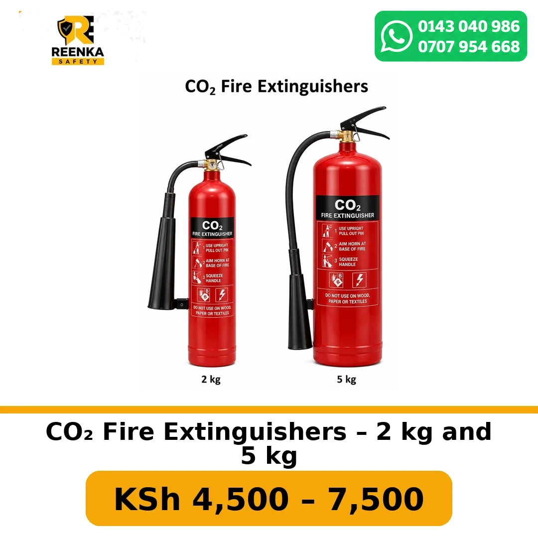 CO₂ Fire Extinguishers – 2 kg and 5 kg Fire Safety branded catalogue image, Reenka Safety Kenya