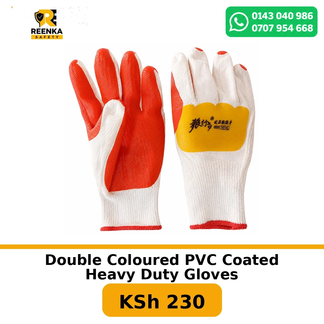 Double Coloured PVC Coated Heavy Duty Gloves in Safety Gloves – Reenka Safety Kenya branded product image