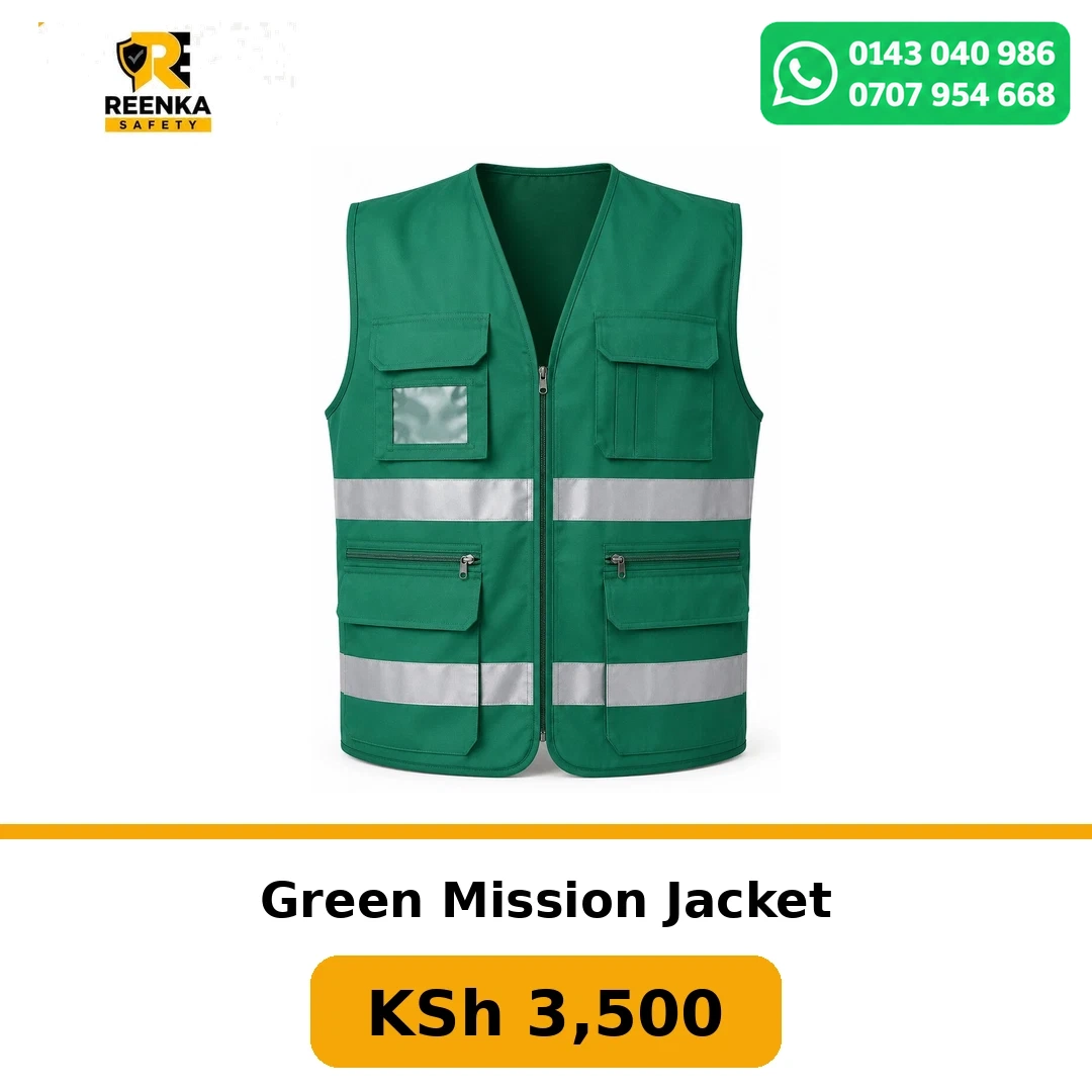 Green Mission Jacket Safety Jackets branded catalogue image, Reenka Safety Kenya