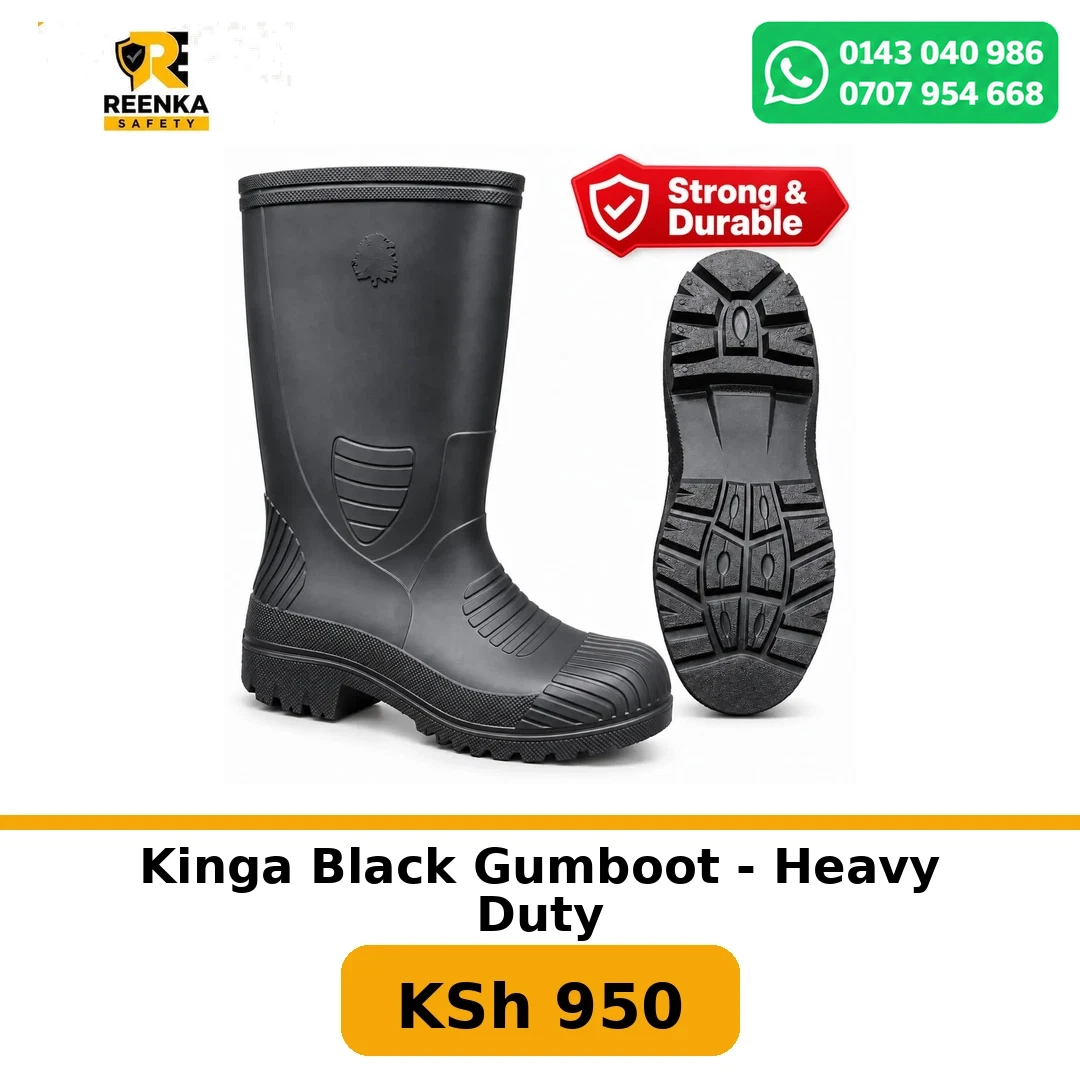 Kinga Black Gumboot - Heavy Duty in Gumboots – Reenka Safety Kenya branded product image