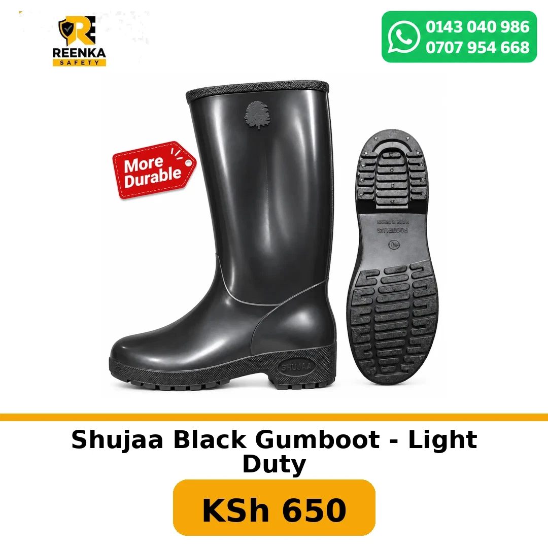 Shujaa Black Gumboot - Light Duty in Gumboots – Reenka Safety Kenya branded product image