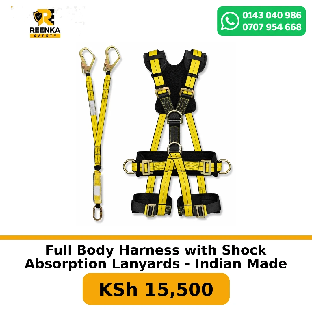 Full Body Harness with Shock Absorption Lanyards - Indian Made in Fall Protection – Reenka Safety Kenya branded product image