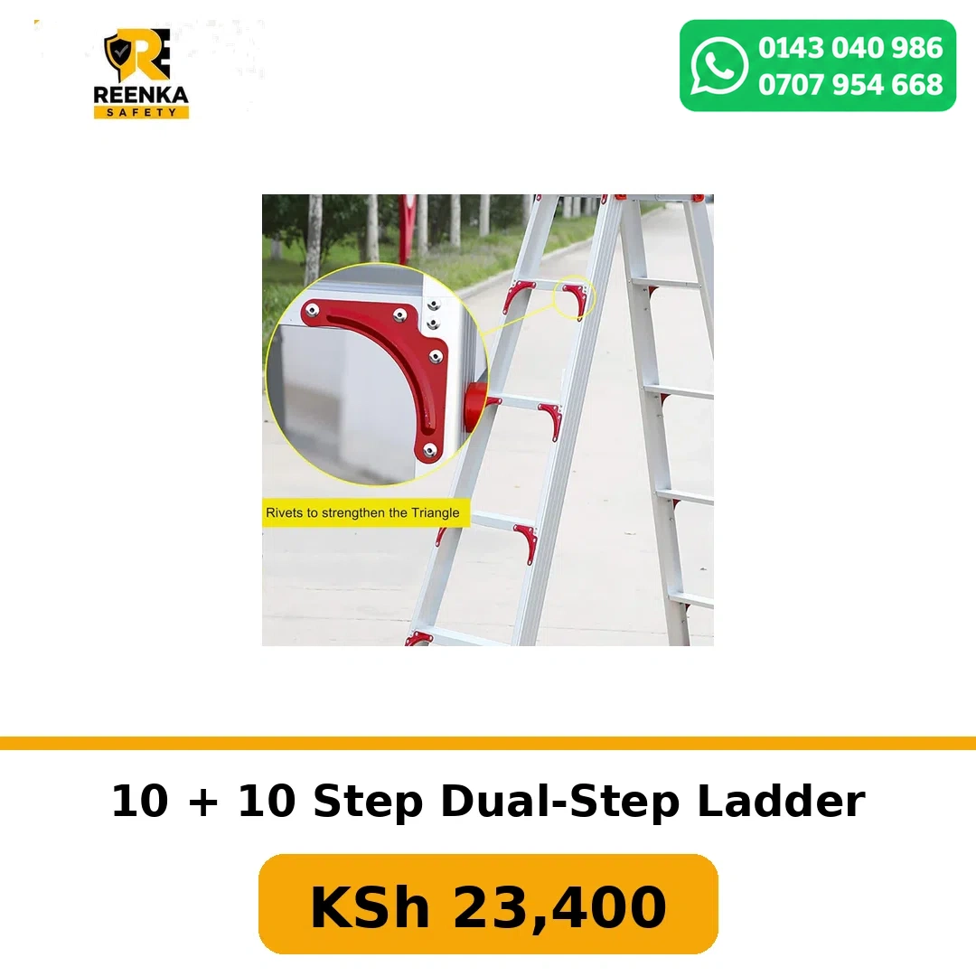 10 + 10 Step Dual-Step Ladder in Ladders – Reenka Safety Kenya branded product image