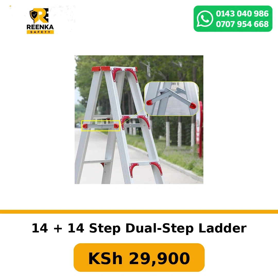 14 + 14 Step Dual-Step Ladder in Ladders – Reenka Safety Kenya branded product image