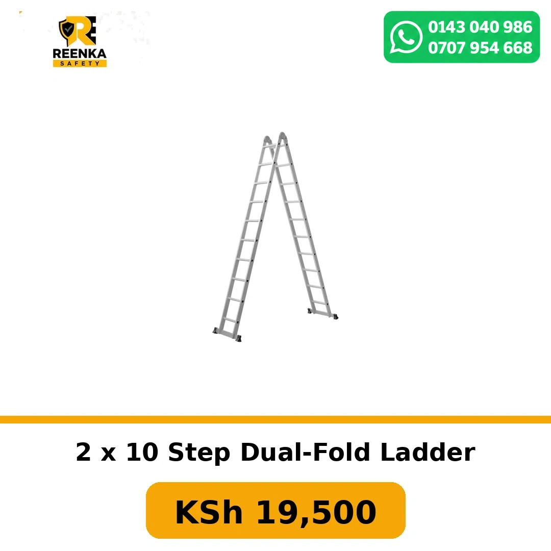 2 x 10 Step Dual-Fold Ladder in Ladders – Reenka Safety Kenya branded product image