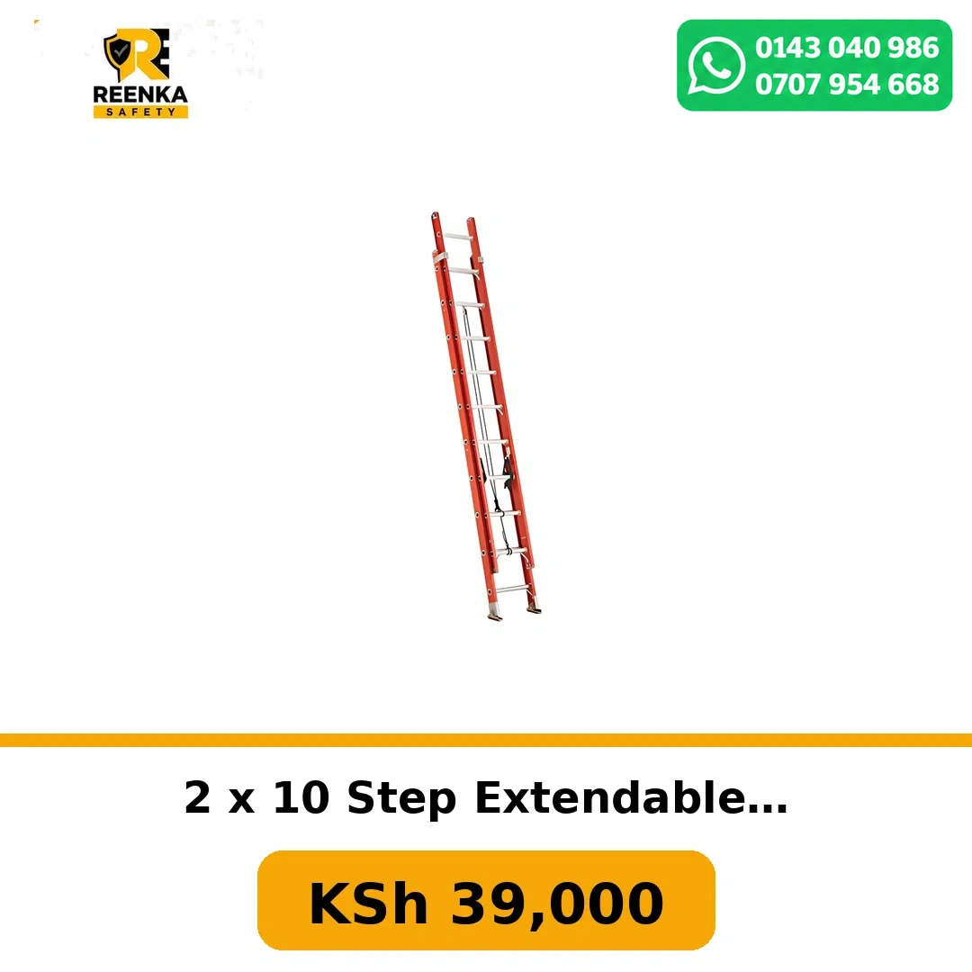 2 x 10 Step Extendable Fibreglass Ladder in Ladders – Reenka Safety Kenya branded product image
