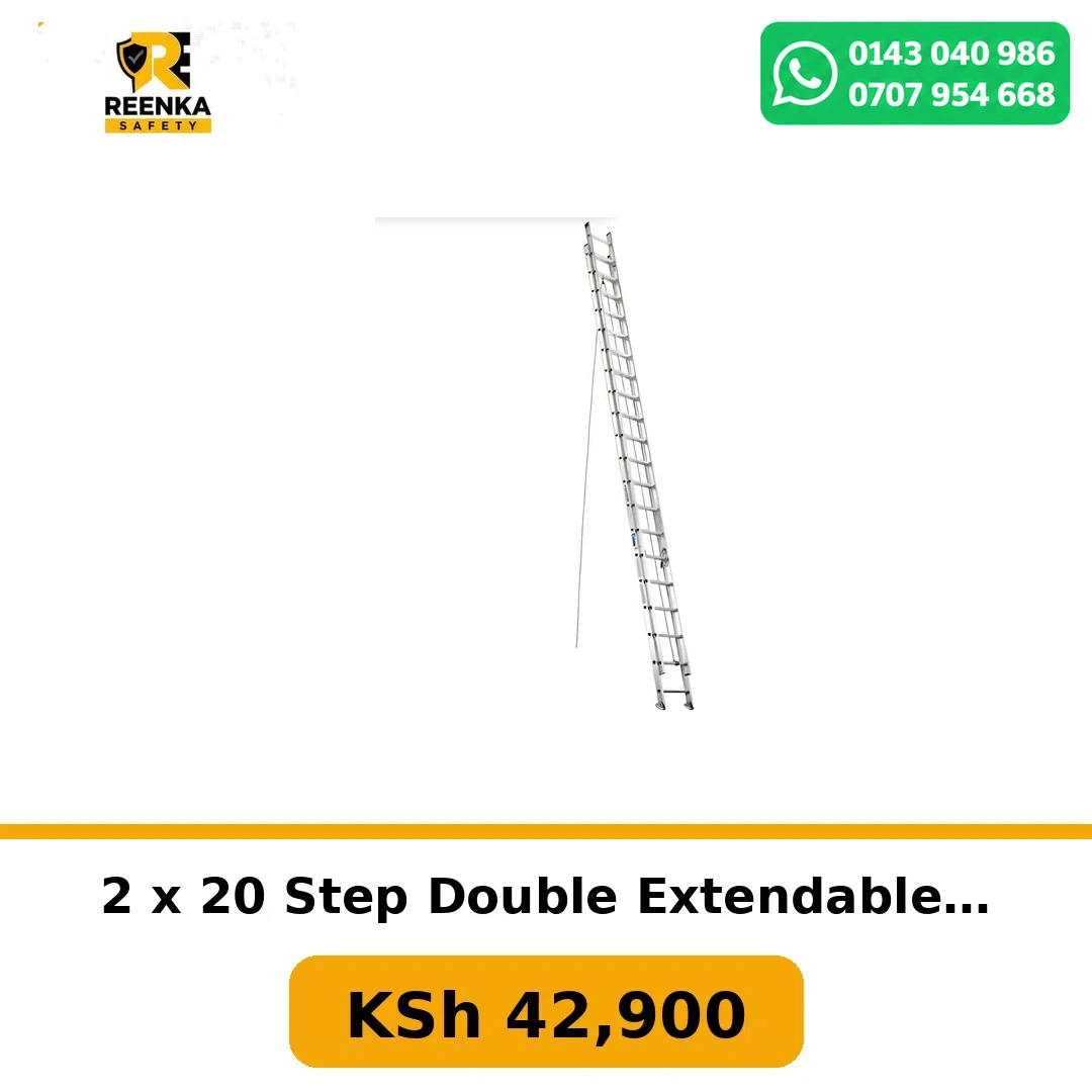 2 x 20 Step Double Extendable Ladder in Ladders – Reenka Safety Kenya branded product image