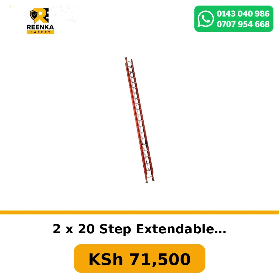 2 x 20 Step Extendable Fibreglass Ladder in Ladders – Reenka Safety Kenya branded product image