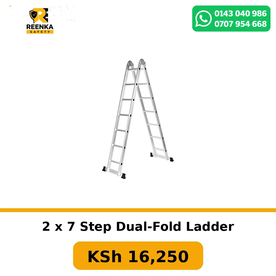 2 x 7 Step Dual-Fold Ladder in Ladders – Reenka Safety Kenya branded product image