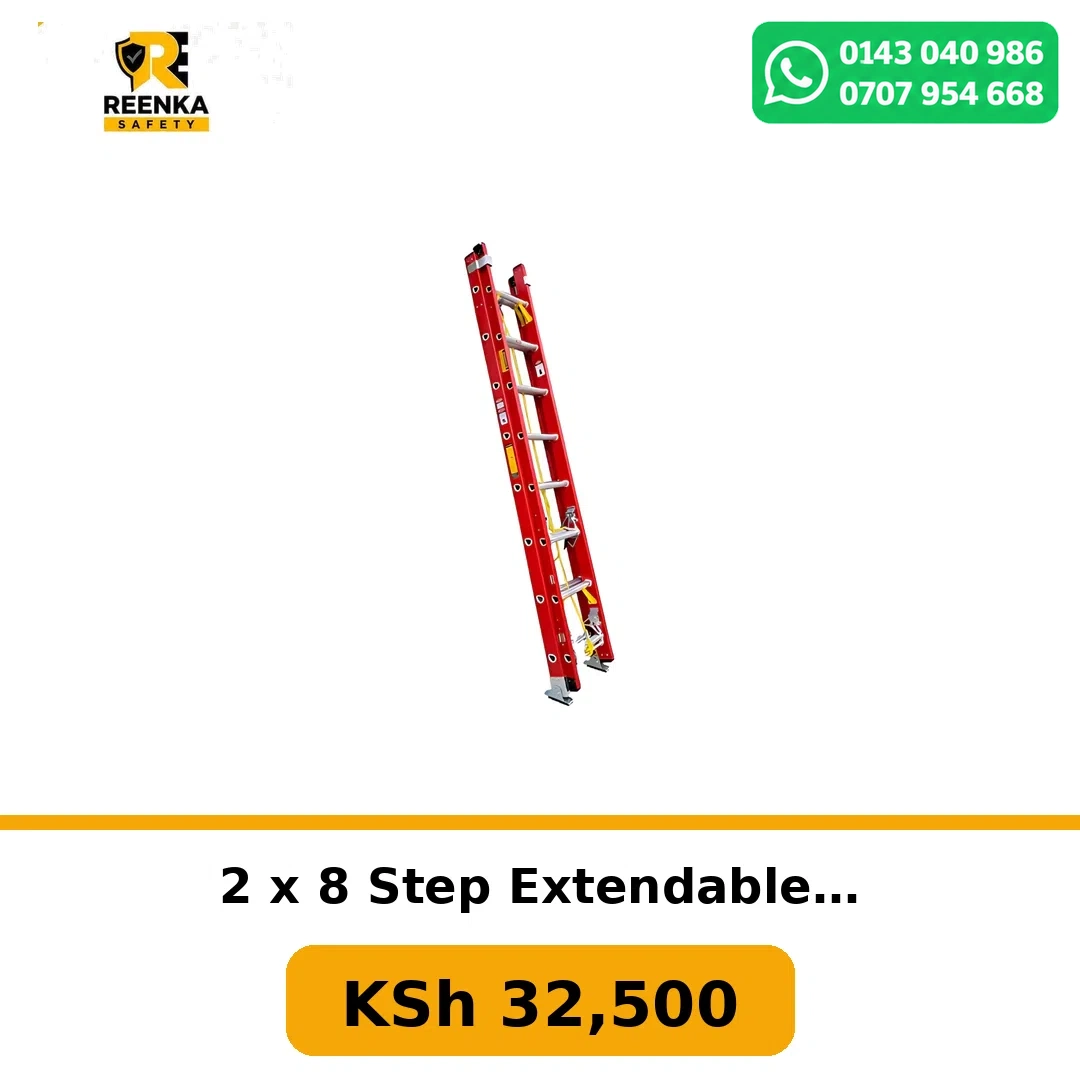 2 x 8 Step Extendable Fibreglass Ladder in Ladders – Reenka Safety Kenya branded product image