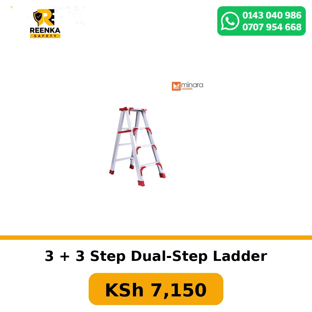 3 + 3 Step Dual-Step Ladder in Ladders – Reenka Safety Kenya branded product image