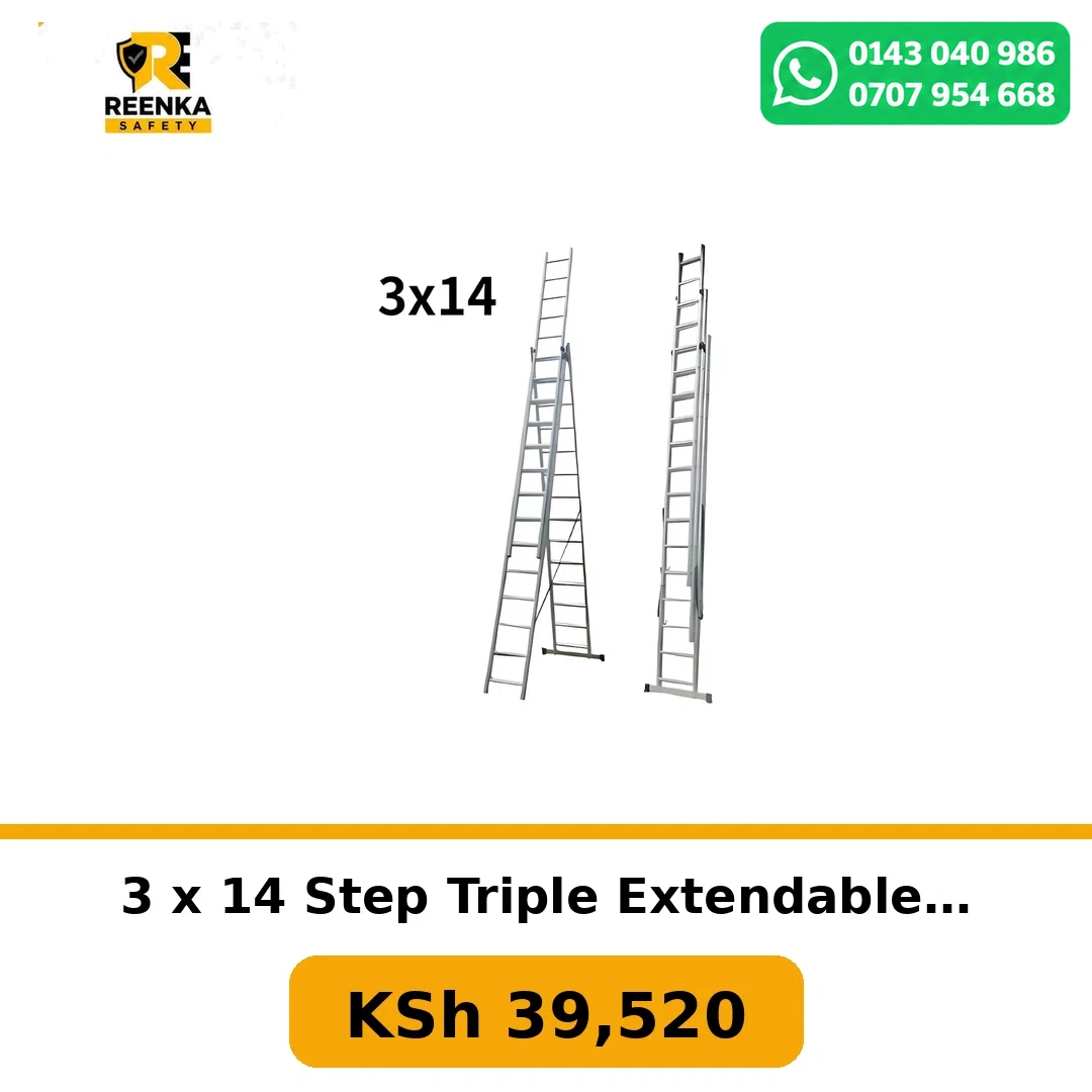 3 x 14 Step Triple Extendable Ladder in Ladders – Reenka Safety Kenya branded product image