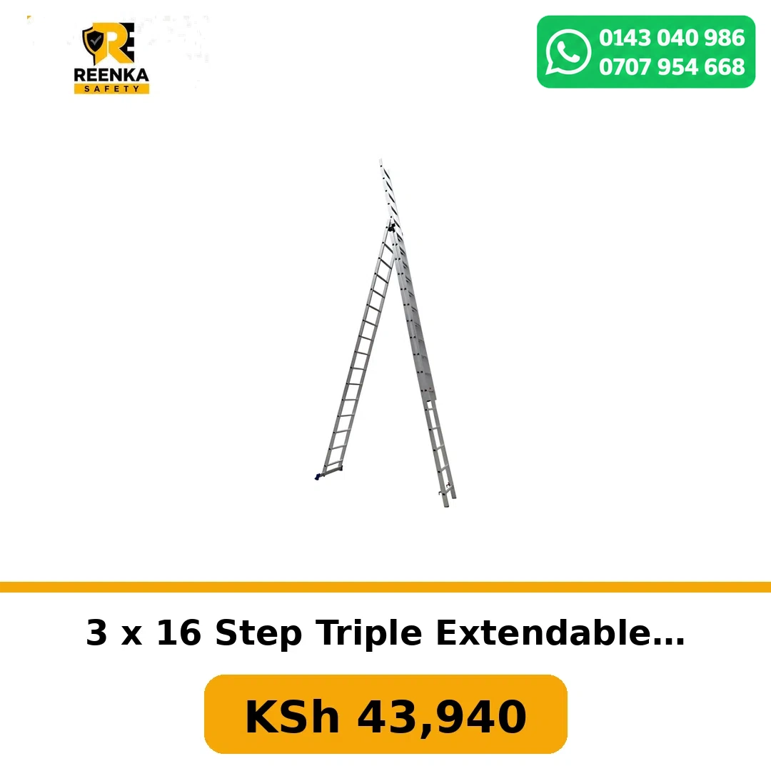 3 x 16 Step Triple Extendable Ladder in Ladders – Reenka Safety Kenya branded product image