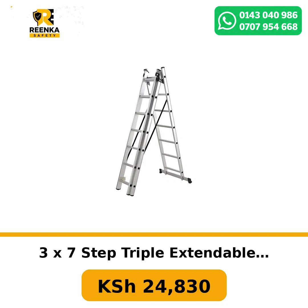 3 x 7 Step Triple Extendable Ladder in Ladders – Reenka Safety Kenya branded product image