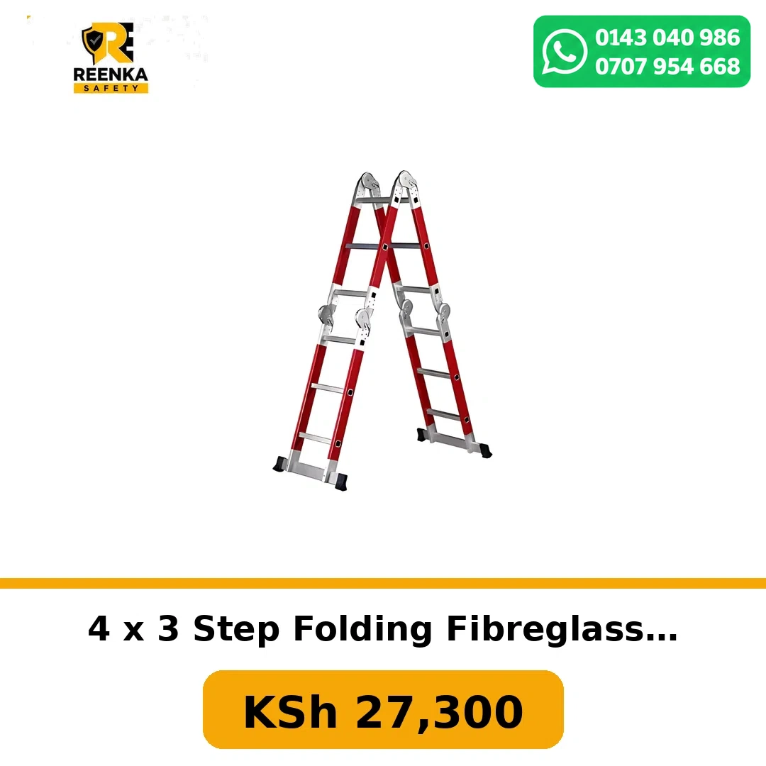 4 x 3 Step Folding Fibreglass Ladder in Ladders – Reenka Safety Kenya branded product image