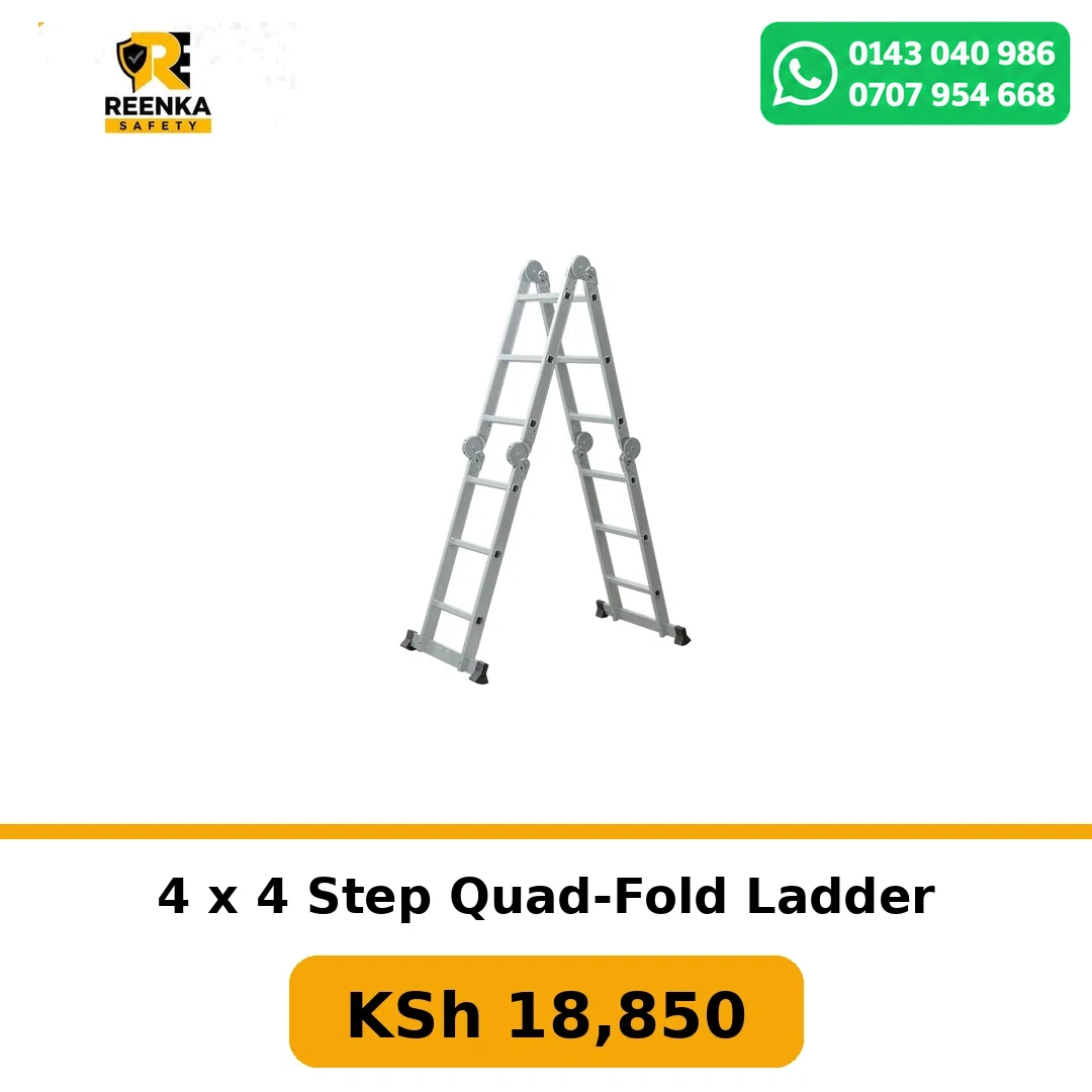 4 x 4 Step Quad-Fold Ladder in Ladders – Reenka Safety Kenya branded product image