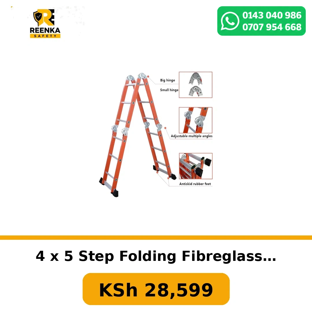 4 x 5 Step Folding Fibreglass Ladder in Ladders – Reenka Safety Kenya branded product image