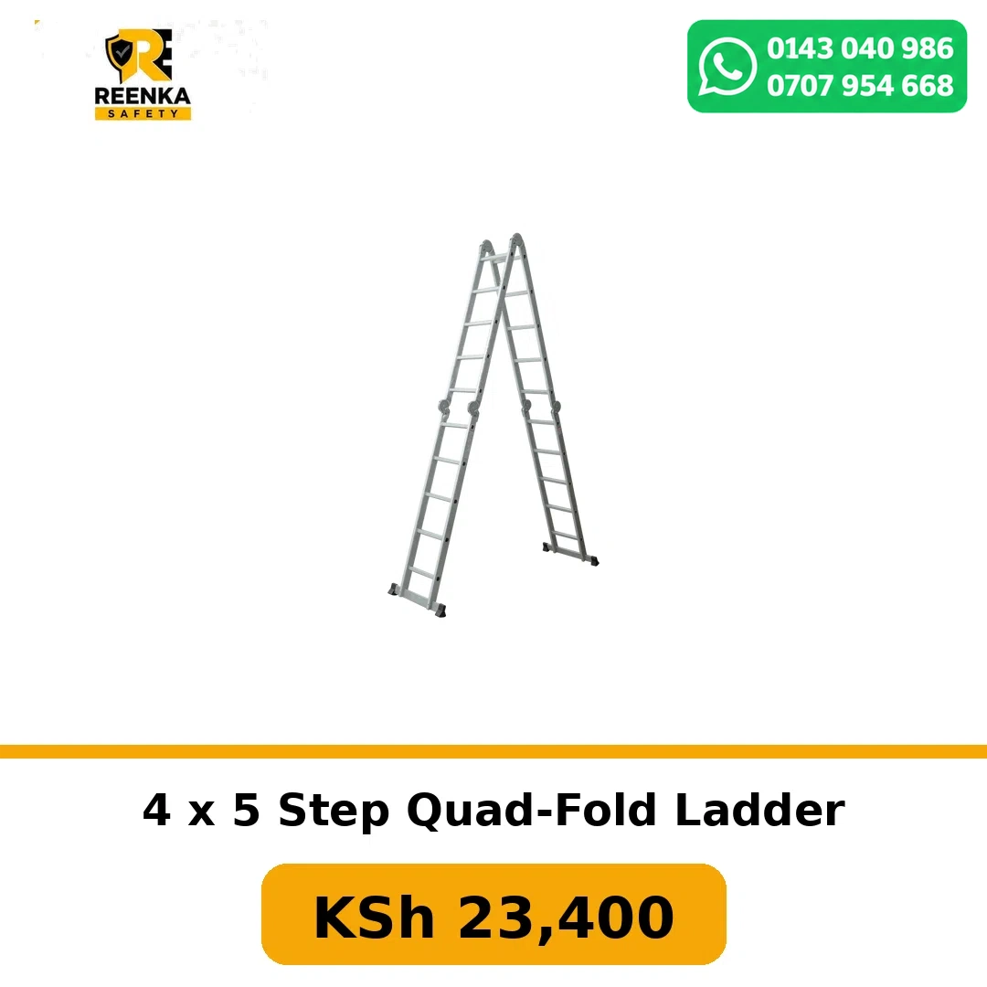 4 x 5 Step Quad-Fold Ladder in Ladders – Reenka Safety Kenya branded product image