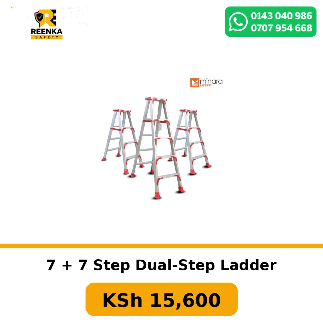 7 + 7 Step Dual-Step Ladder in Ladders – Reenka Safety Kenya branded product image