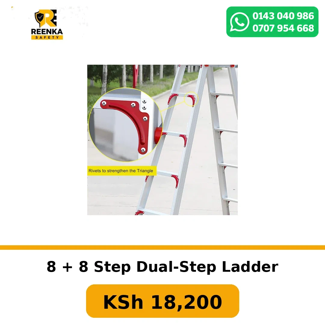 8 + 8 Step Dual-Step Ladder in Ladders – Reenka Safety Kenya branded product image