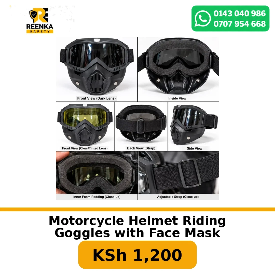 Motorcycle Helmet Riding Goggles with Face Mask in Motorcycle/Rider Safety – Reenka Safety Kenya branded product image