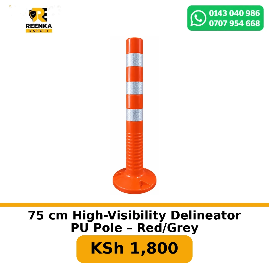 75 cm High-Visibility Delineator PU Pole – Red/Grey