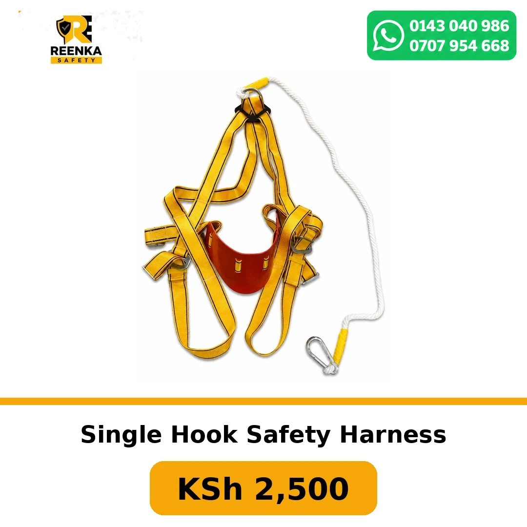 Single Hook Safety Harness Fall Protection branded catalogue image, Reenka Safety Kenya