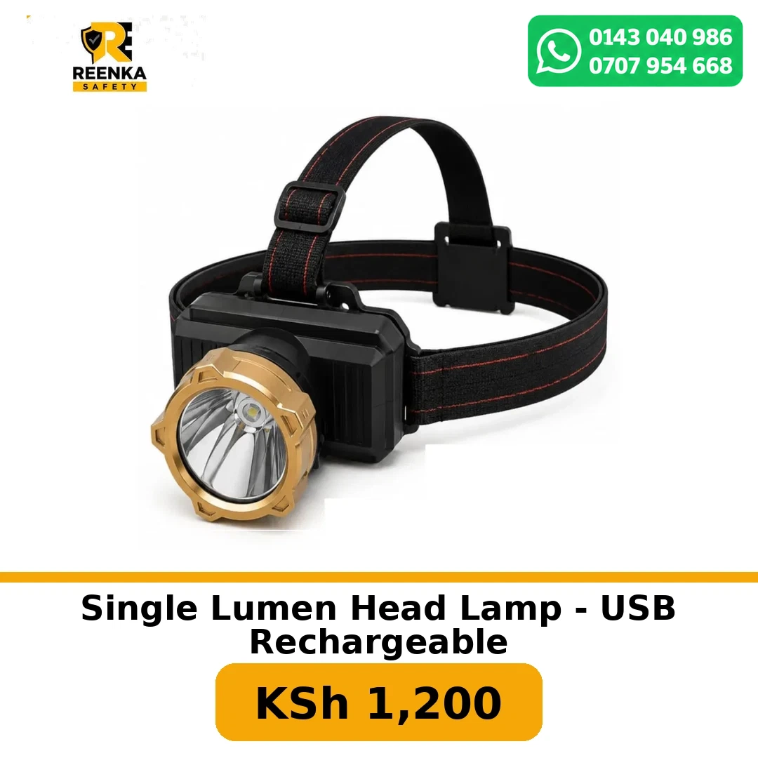 Single Lumen Head Lamp - USB Rechargeable More Safety Products branded catalogue image, Reenka Safety Kenya
