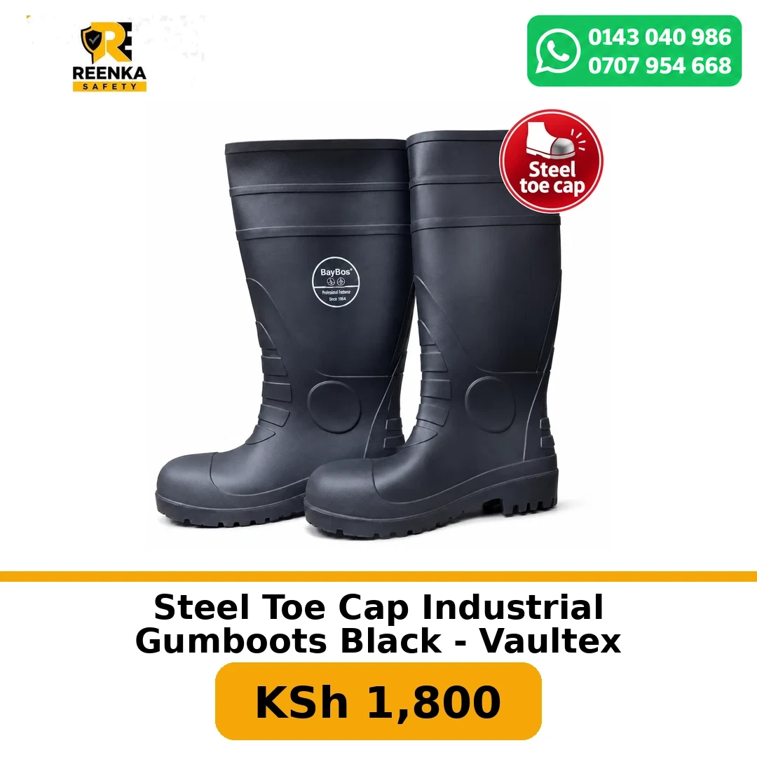 Steel Toe Cap Industrial Gumboots Black - Vaultex in Gumboots – Reenka Safety Kenya branded product image