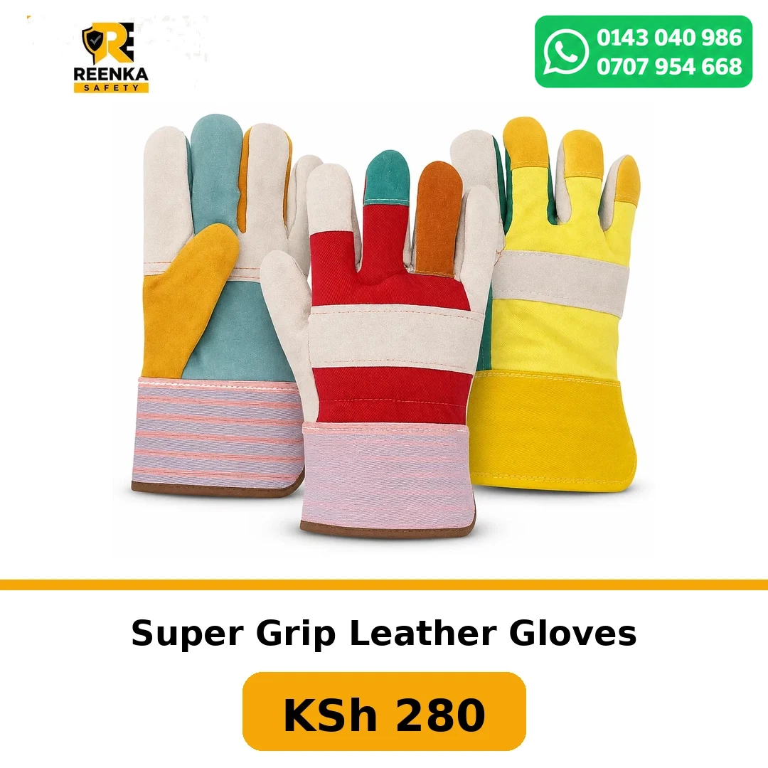Super Grip Leather Gloves Safety Gloves branded catalogue image, Reenka Safety Kenya