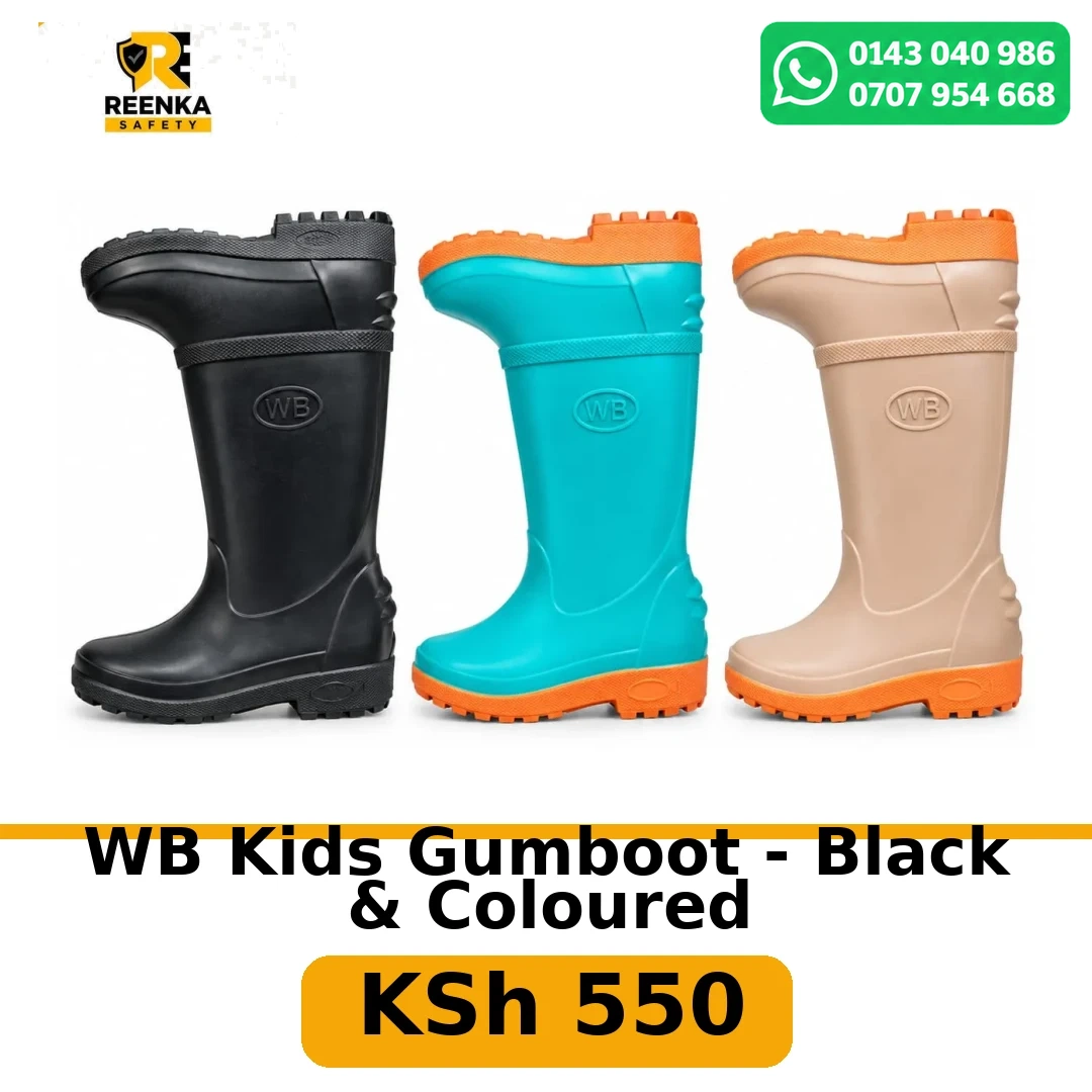 WB Kids Gumboot - Black & Coloured in Gumboots – Reenka Safety Kenya branded product image