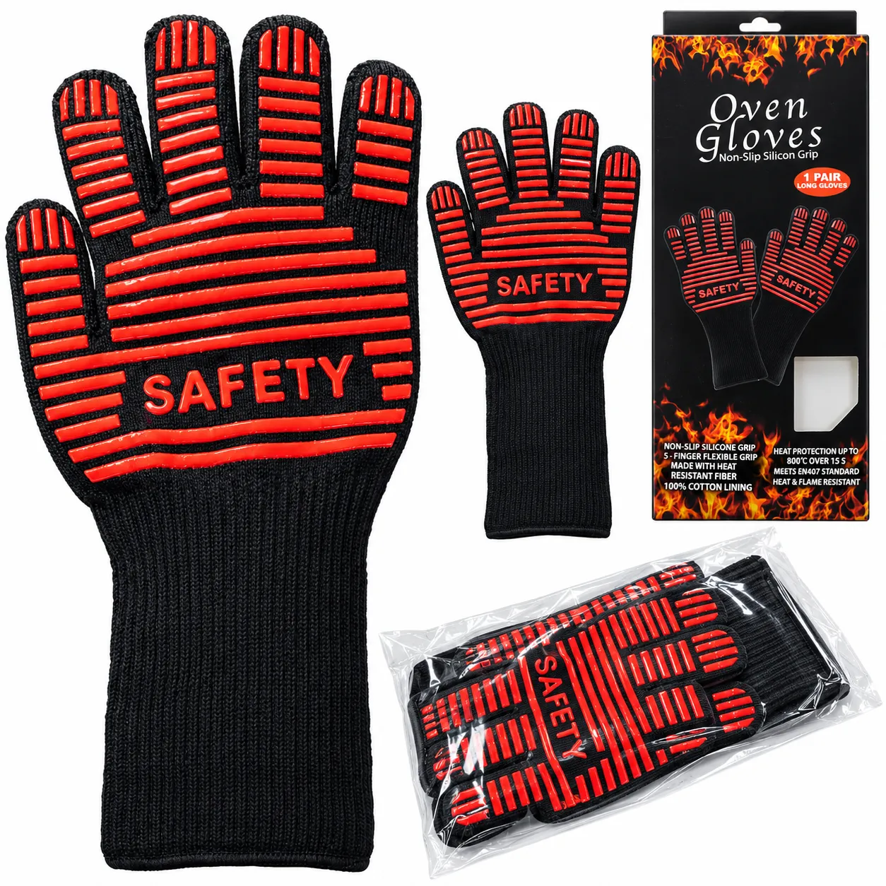 Heat-Resistant Oven and BBQ Gloves
