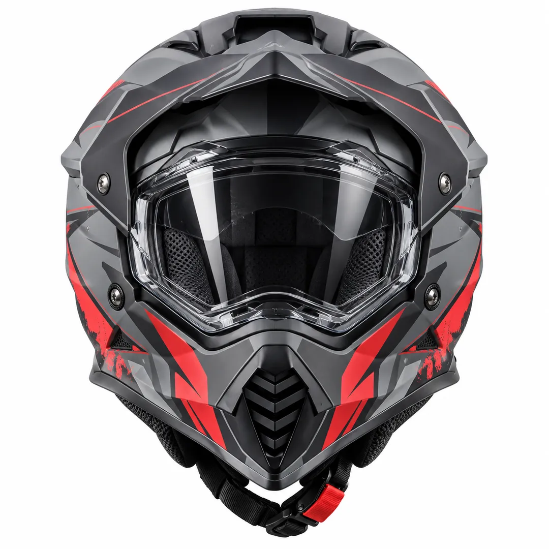 Adventure Double Visor Helmet – Graphite Grey/Red motorcycle rider product at Reenka Safety