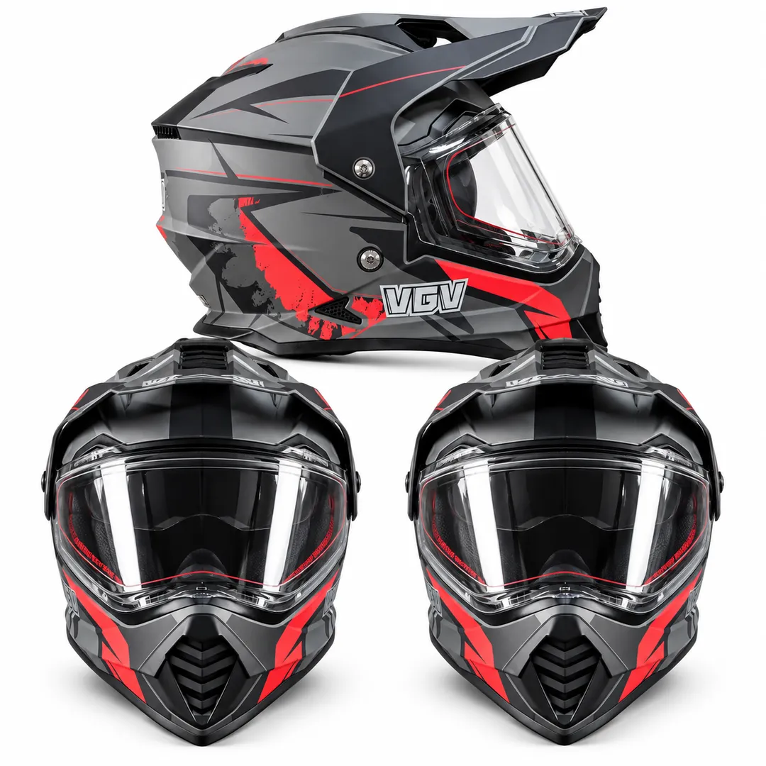 VGV Adventure Double Visor Helmet – Grey/Red motorcycle rider product at Reenka Safety