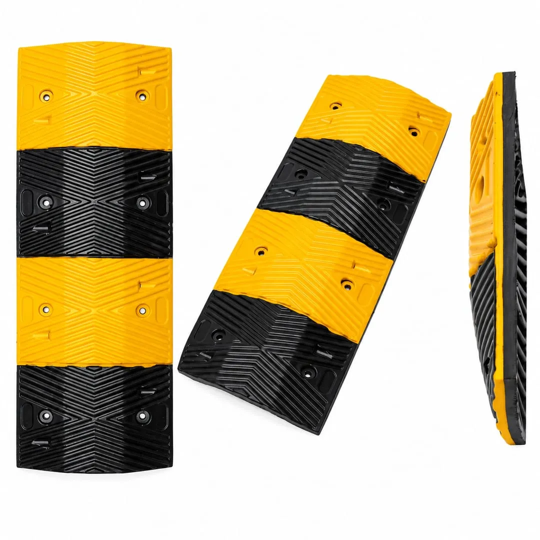 Heavy-Duty Modular Rubber Speed Bump – Black & Yellow