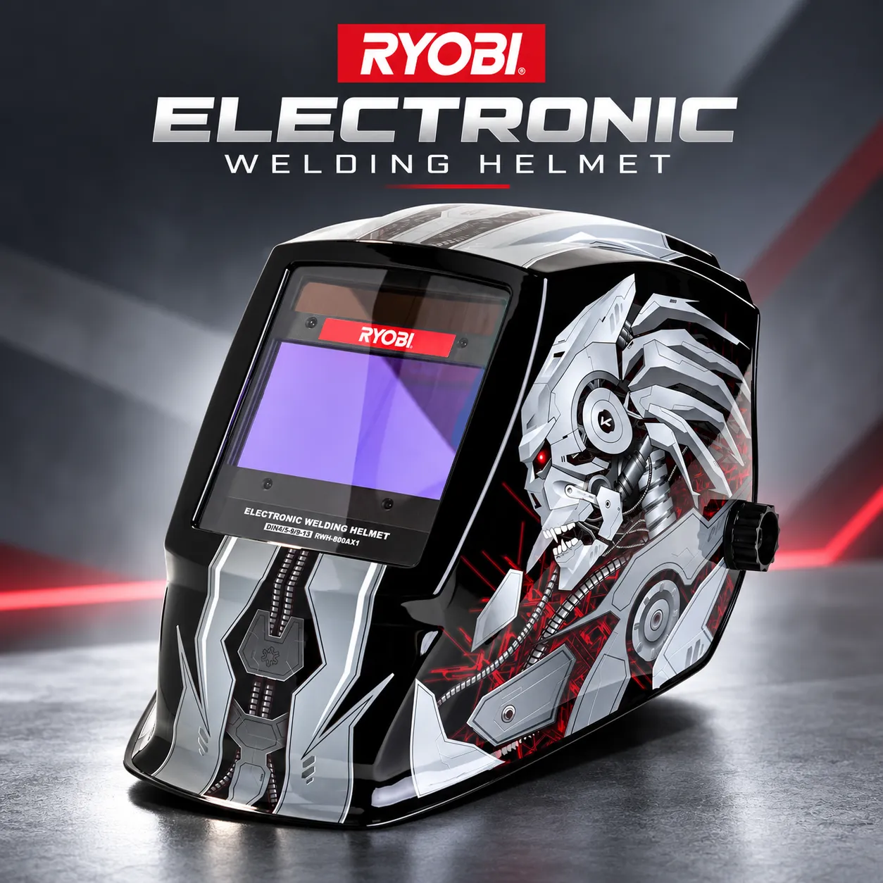 Ryobi Welding Helmet with Graphic, 100 × 59.5 mm Viewing Area