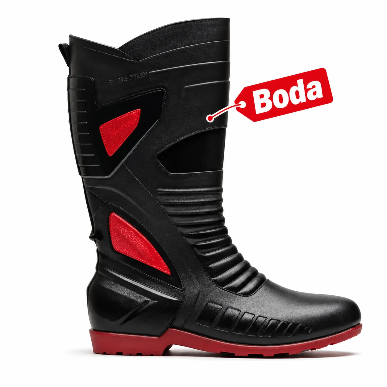 Rider Boda Moto Gumboots Black/Red - ACE