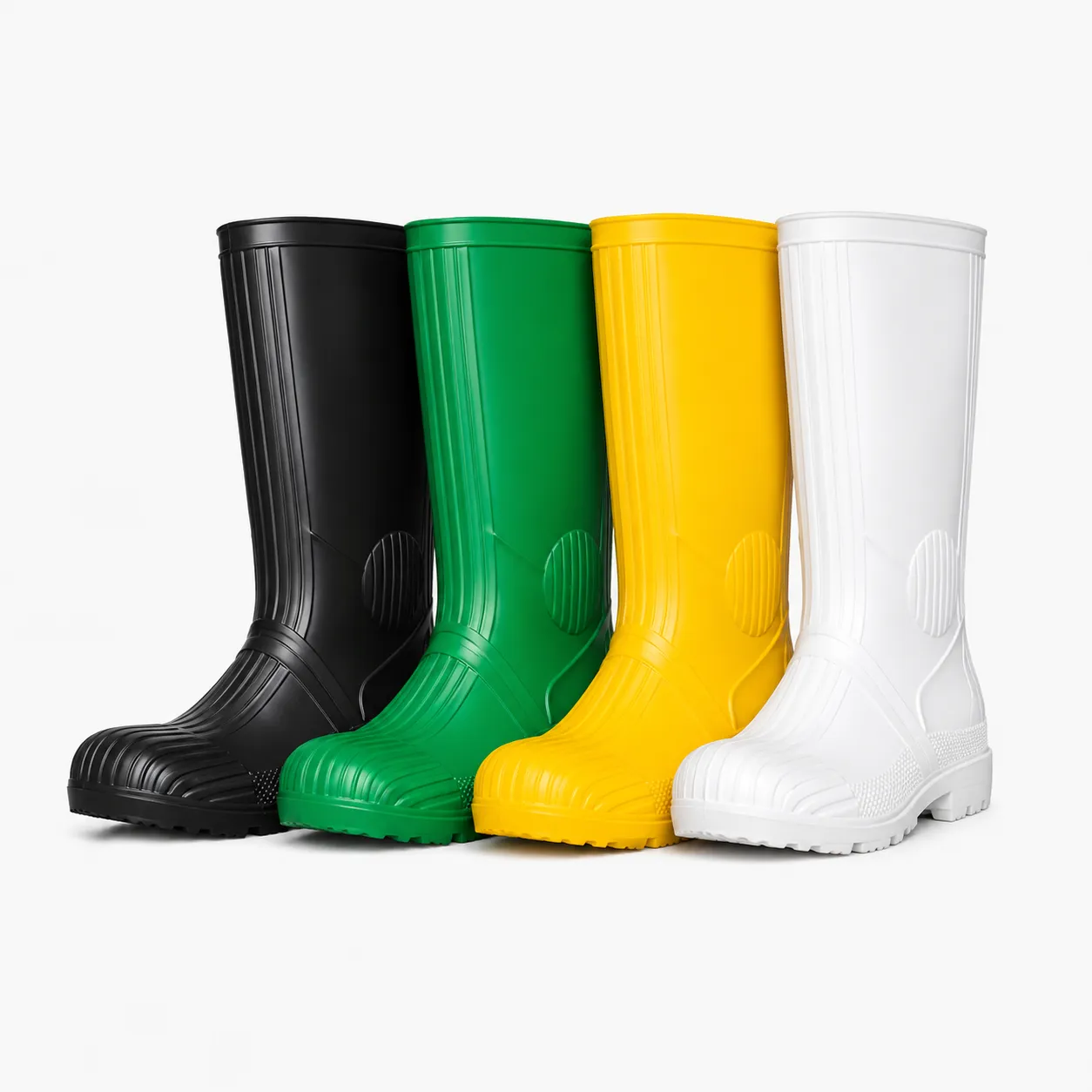 Heavy Duty Gumboots without steel toe in black white yellow and green in Kenya - Reenka Safety