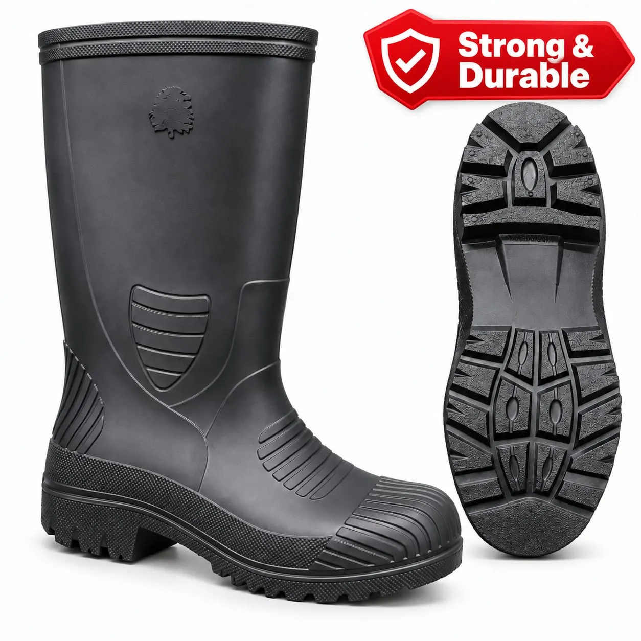 Kinga Black Gumboot - Heavy Duty