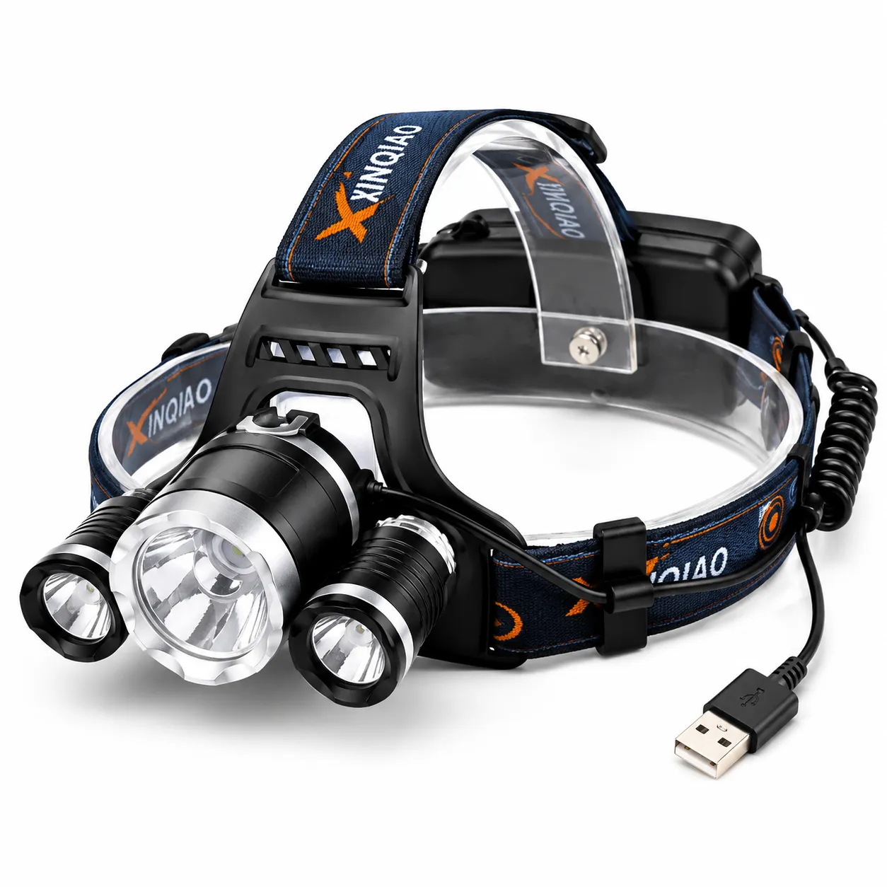 USB Rechargeable T6 LED Three-Head Fixed-Focus Head Lamp in Kenya - Reenka Safety