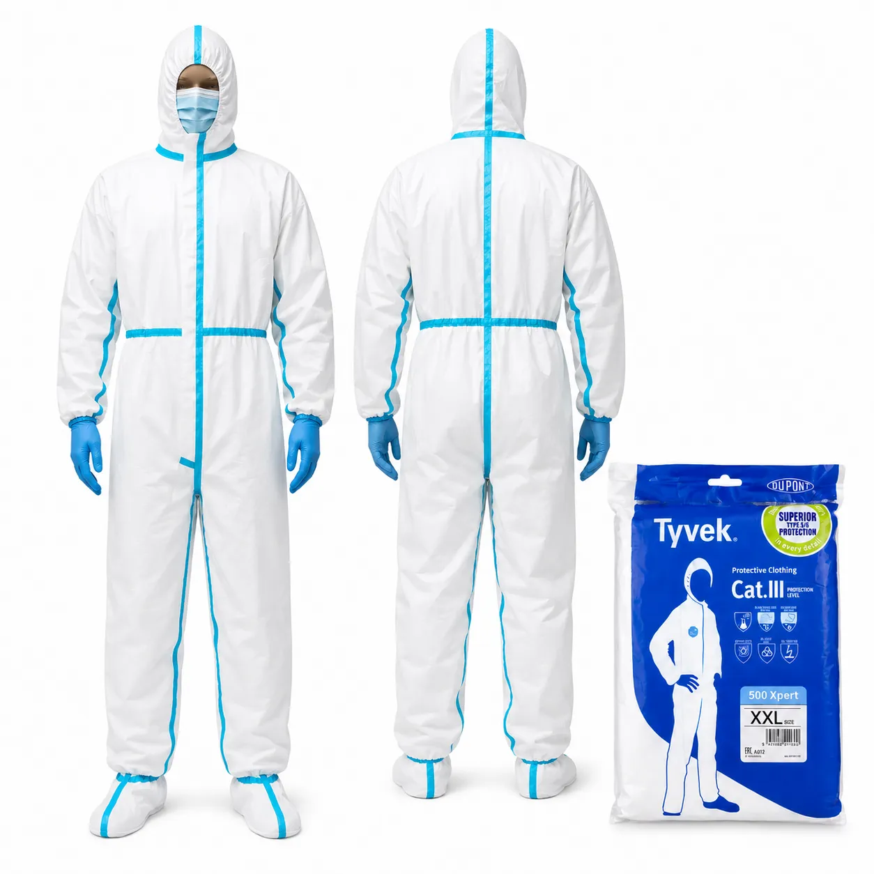 Disposable Coverall with Blue Strips