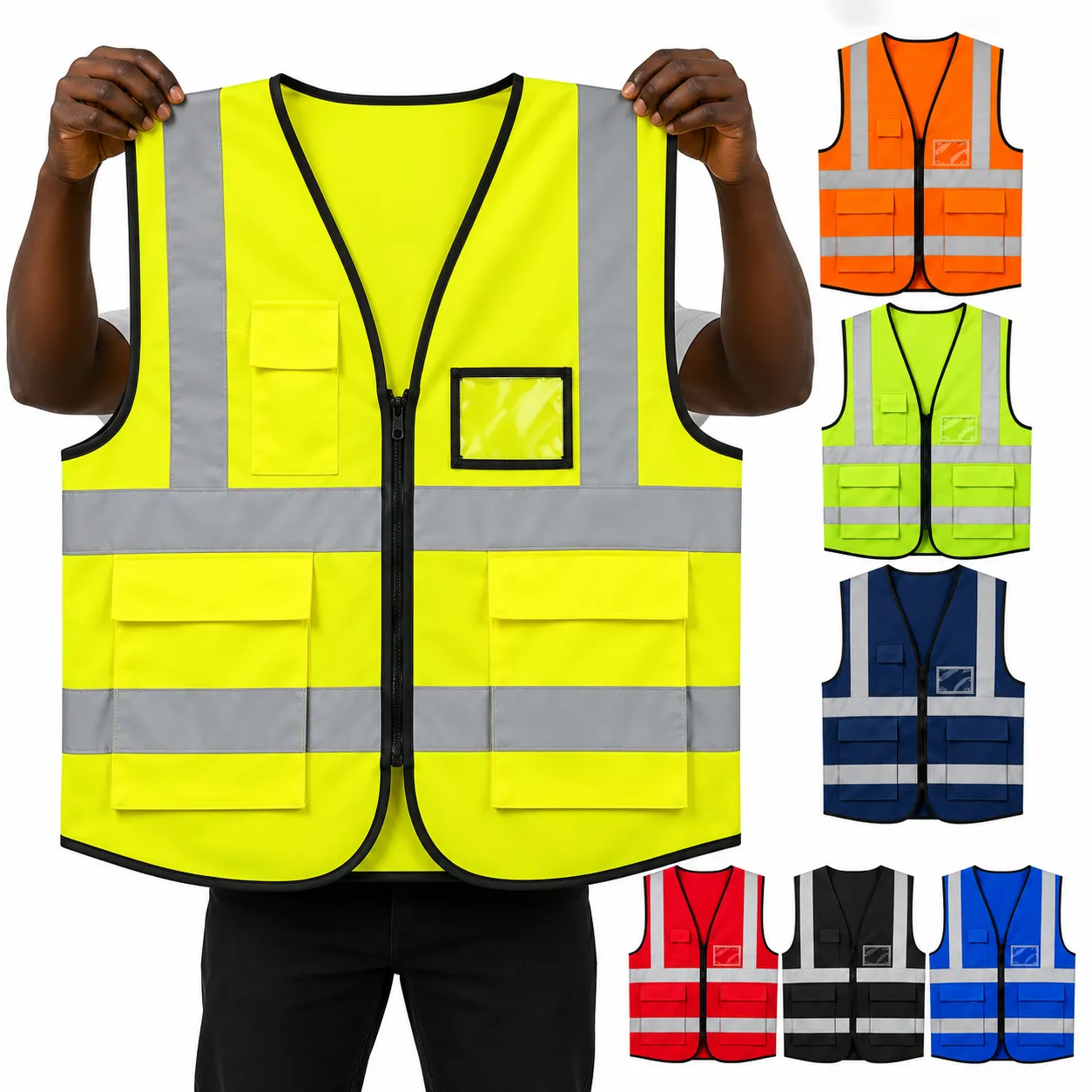 Reflector Vest with Zip & Pockets