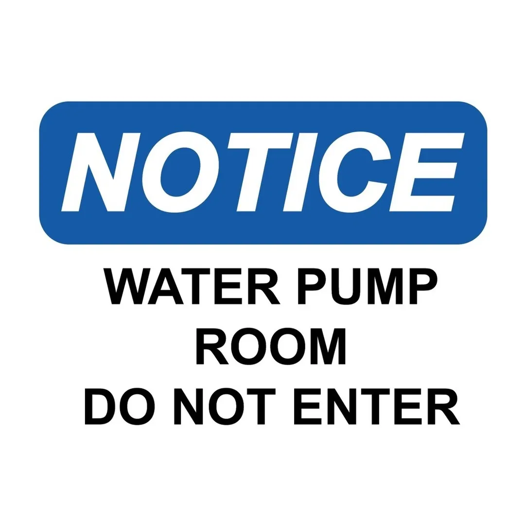 Water Pump Room Sign